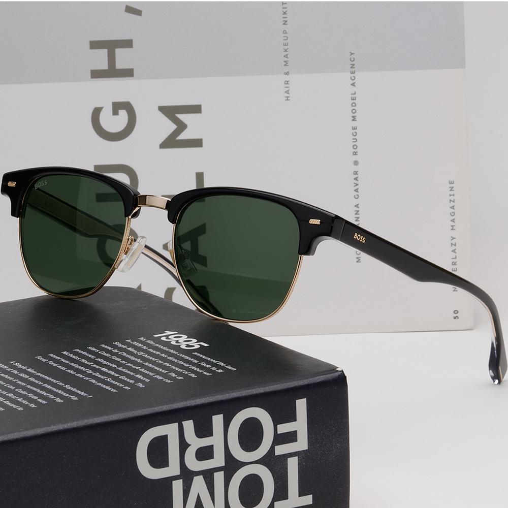 HUGO BOSS Black Semi-Rim Rectangle Sunglasses Unisex BOSS1381S 2M2QT