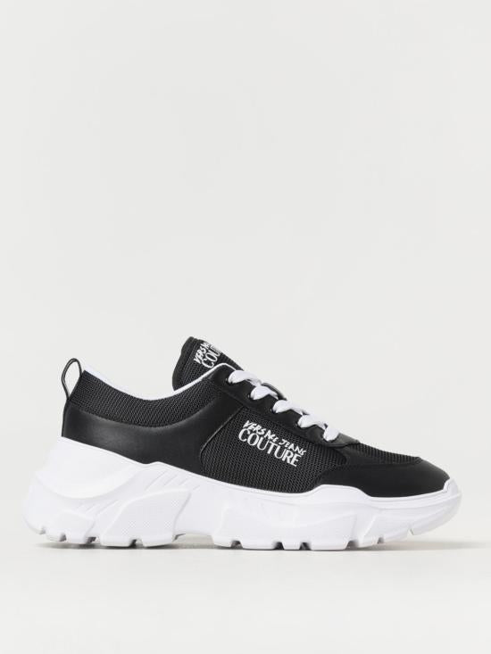 Versace White Leather Low-Top Sneakers 78YA3SC1ZSC52899 BLACK DOM