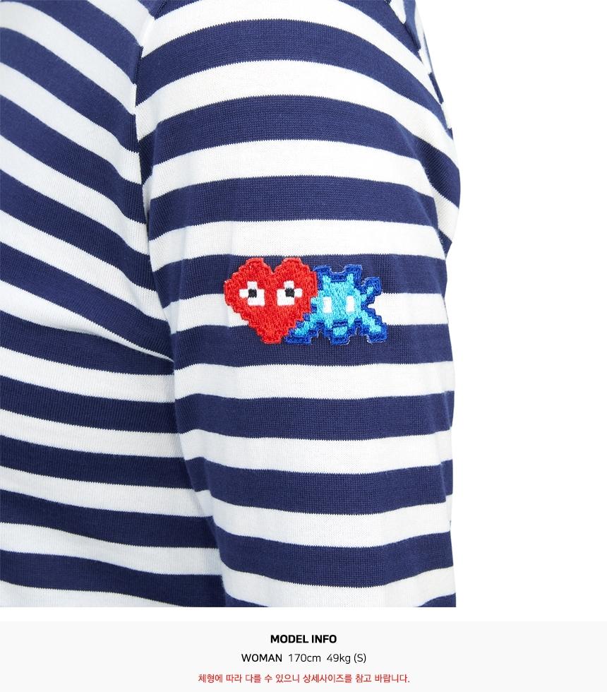 Comme des Garcons x Invader Double Wappen Stripe Women’s Long Slee AZ T331 051 1