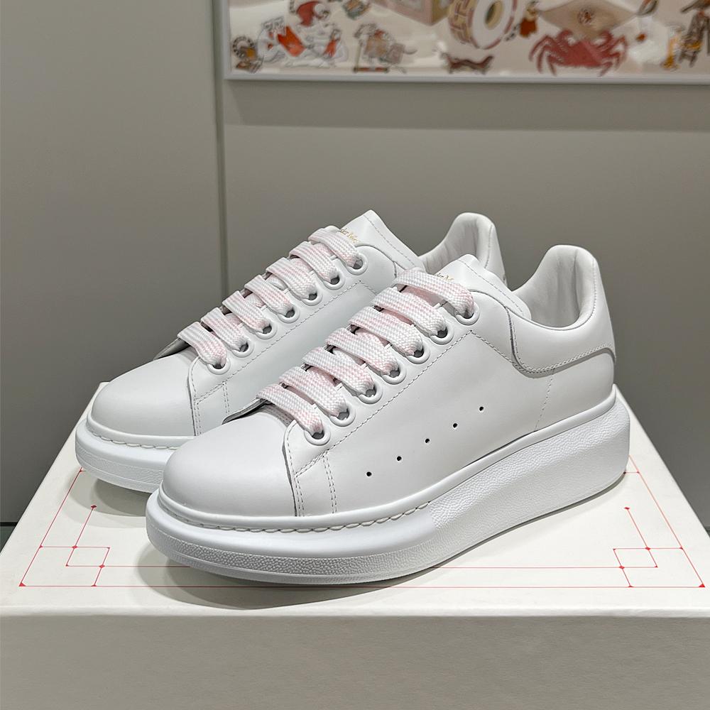 Alexander Mcqueen White Pink Calfskin Oversized Low-Top Sneakers