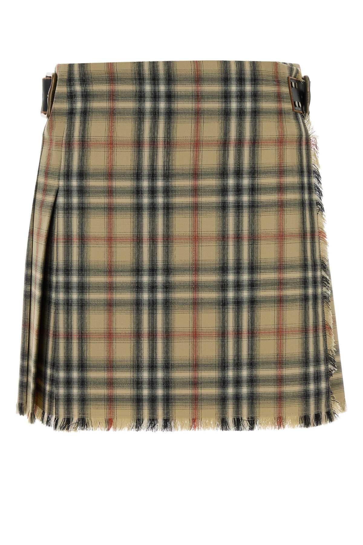 BURBERRY Check Wool Mini Skirt