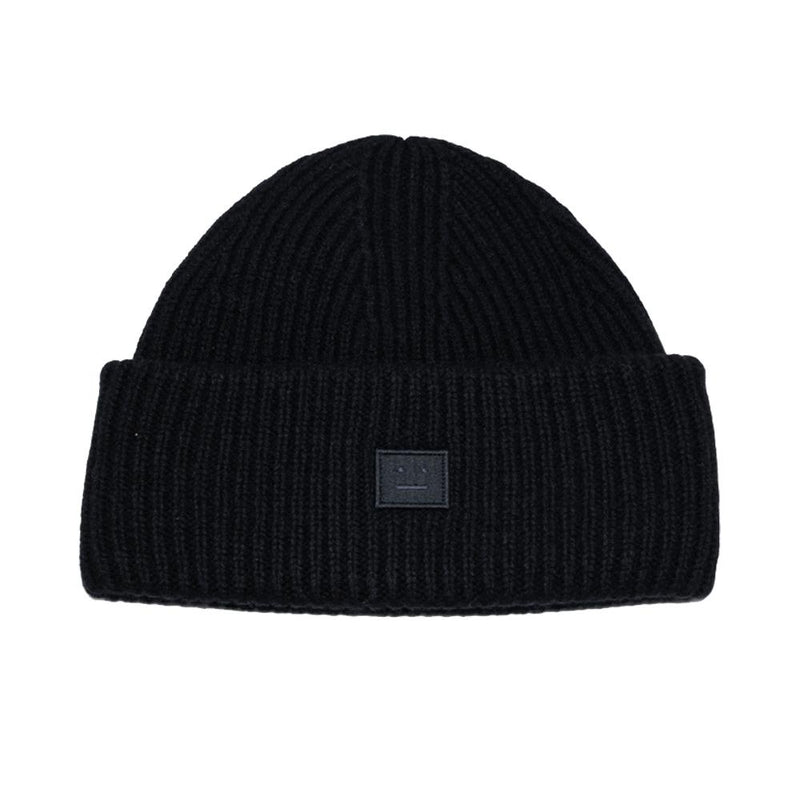 Acne Studios Small Face Patch Wool Beanie Black