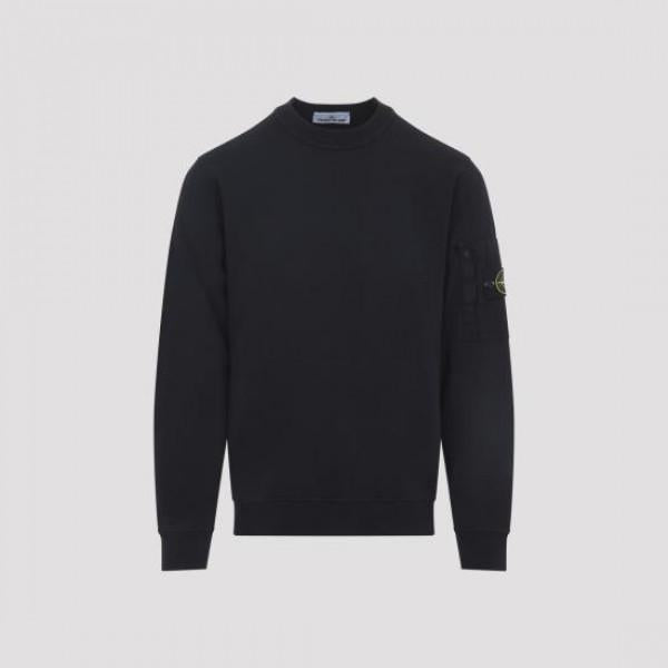 STONE ISLAND Cotton Fleece Pocket Detail Sweatshirt Black Men’s