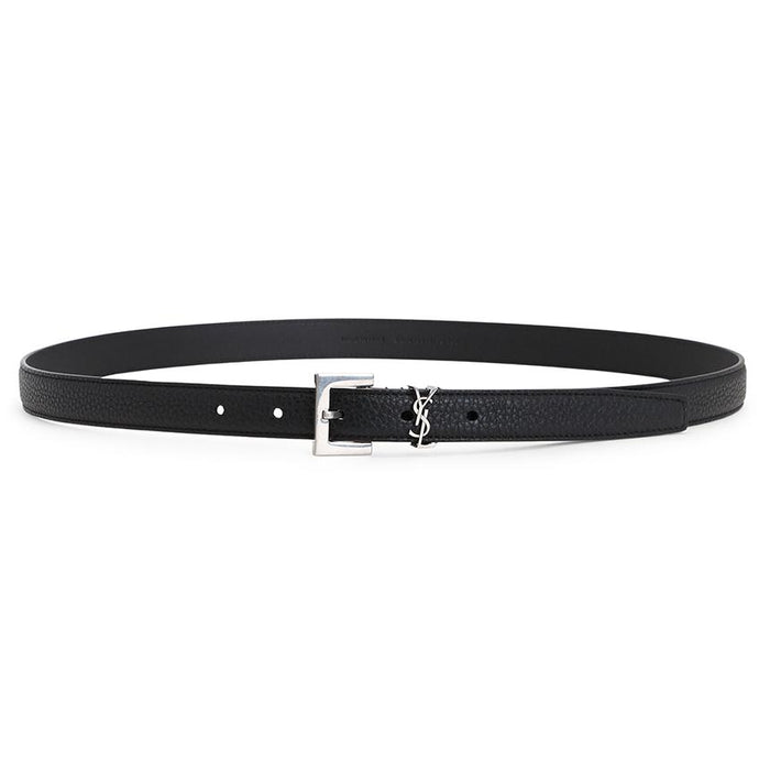 Saint Laurent Monogram Leather Men's Belt Black