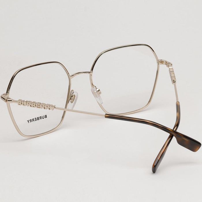 BURBERRY Gold Metal Polygon Eyeglass Frames Unisex BE1381 1109