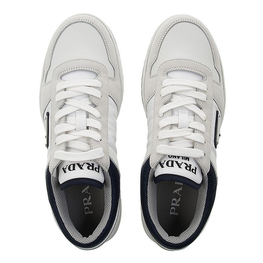 PRADA Men’s Downtown Low-Top Sneakers White Leather