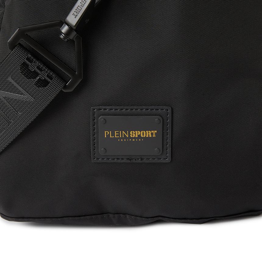 PLEIN SPORT Men’s Duffel Bag Black Nylon Tote Bag