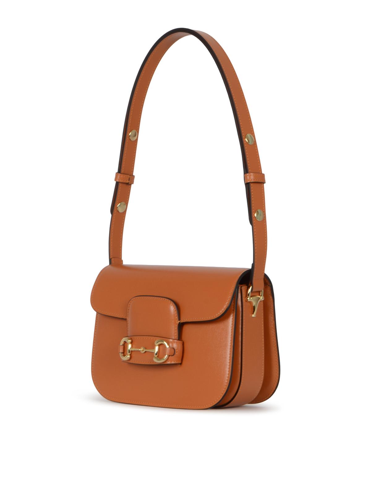 GUCCI Leather Shoulder Bag Brown