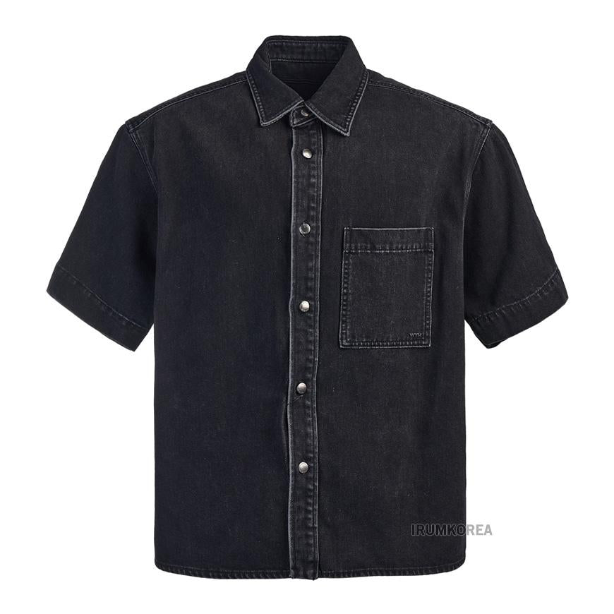 WOOYOUNGMI Men’s Denim Long-Sleeve Shirt Navy