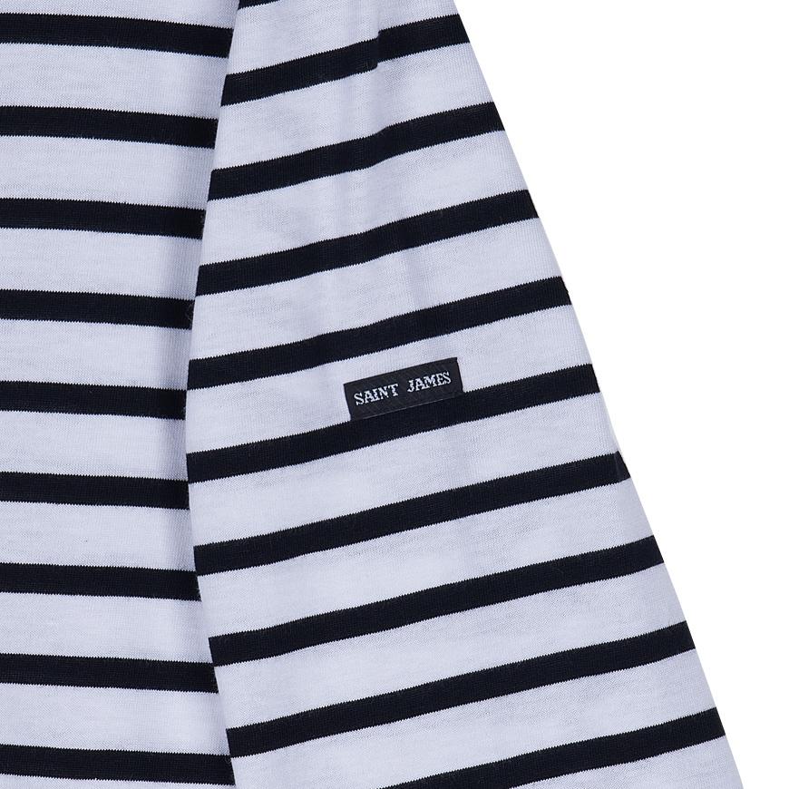 Saint James Striped Cotton Minquiers Modern T-Shirt White/Black Unisex