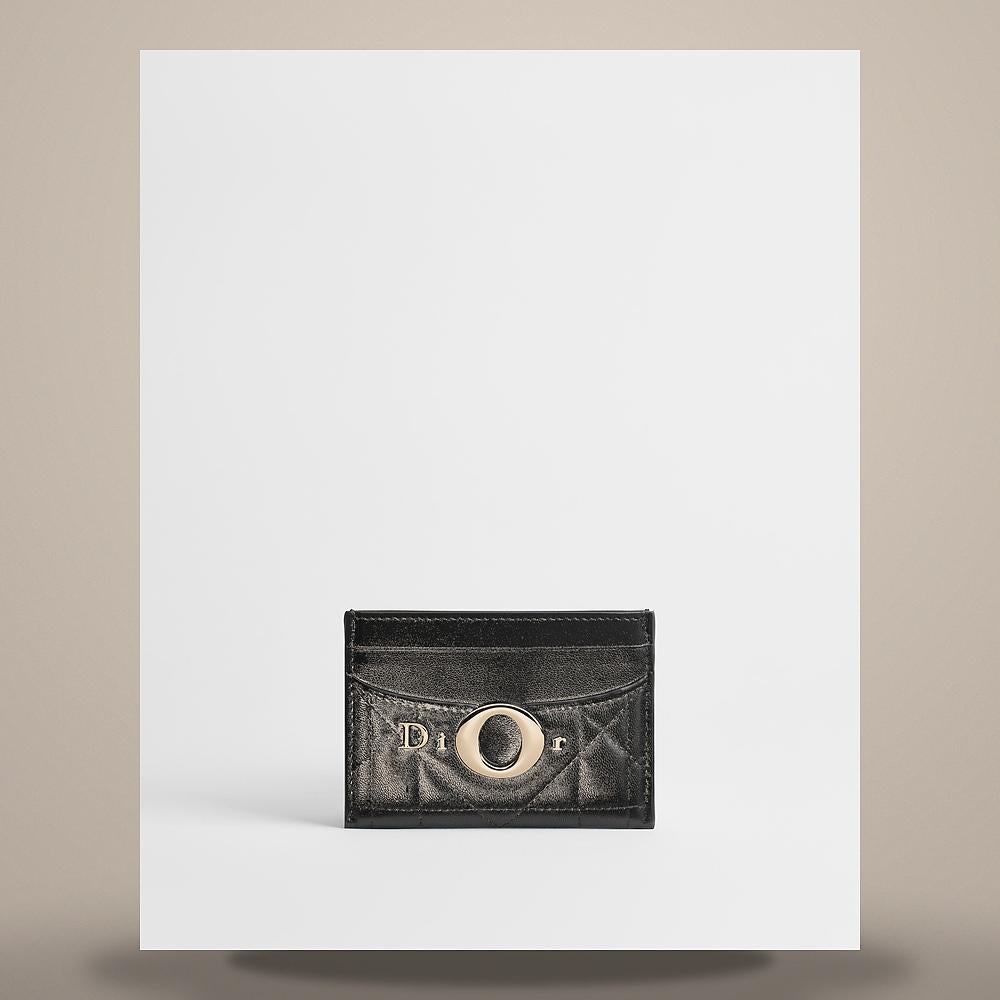 DIOR Black Macro Cannage Lambskin Mille La Forêt Frésia Card Hold S2704OGMD M900