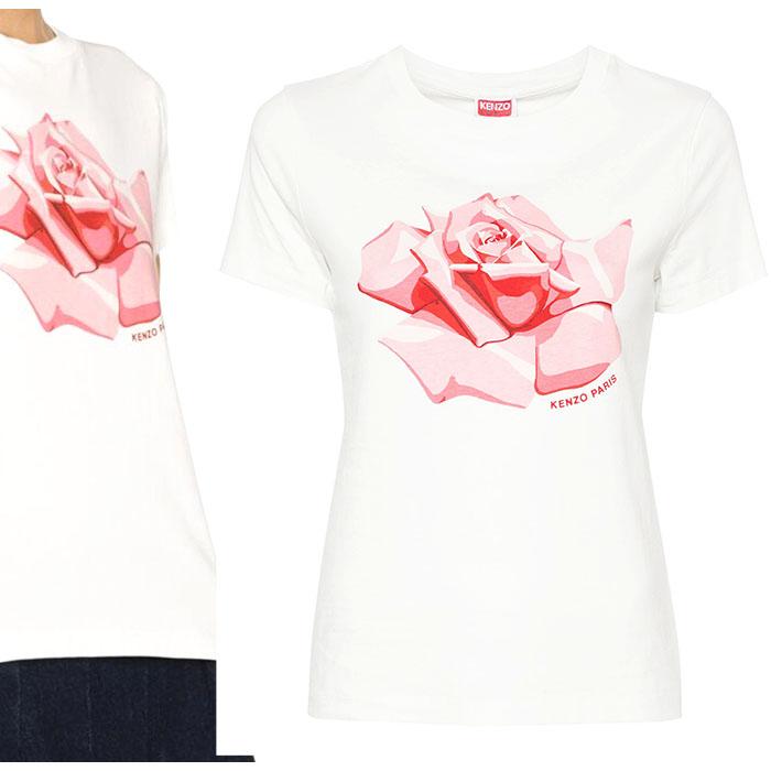 KENZO Rose Classic Fit T-Shirt Women’s White Cotton Top
