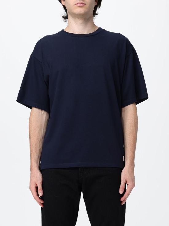 Saint Laurent Logo Cotton Crewneck T-Shirt Navy Men