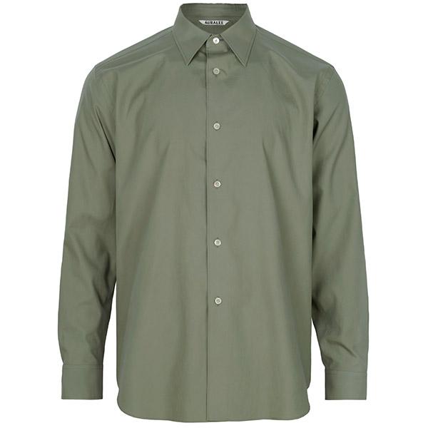 AURALEE Olive Washed FINX Twill Long Sleeve Shirt A00S01TN OLIVE