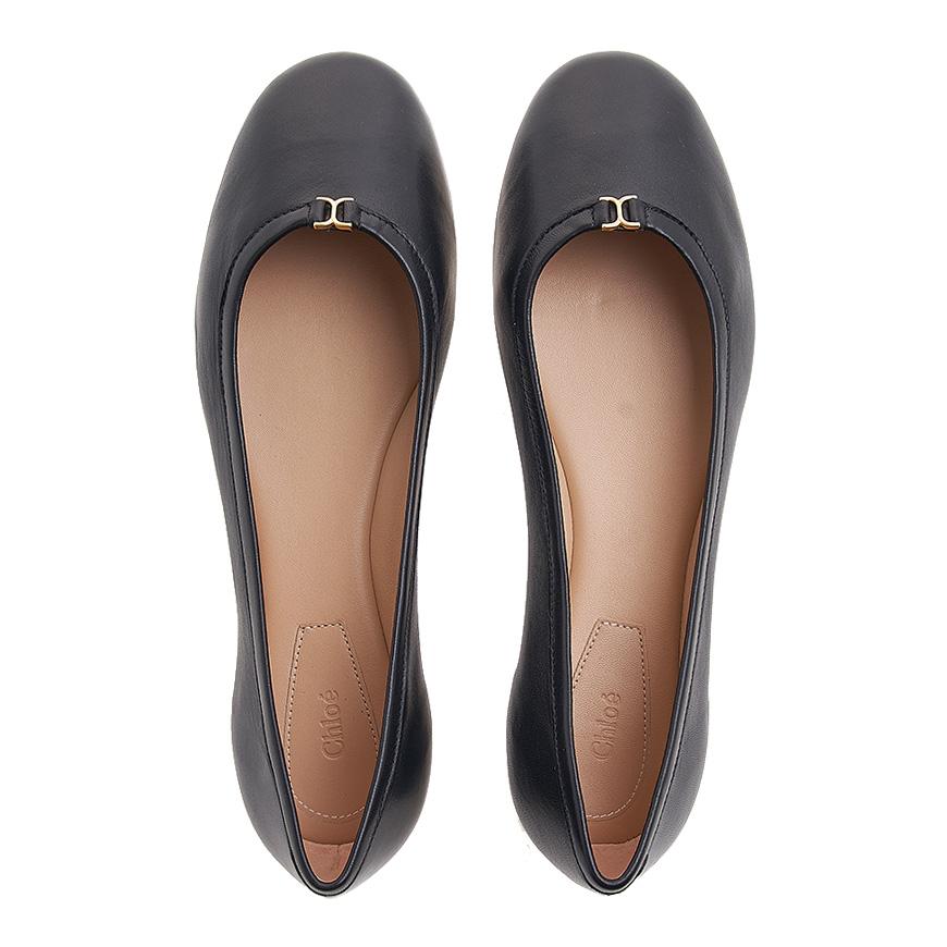 Chloe Marcie Ballerina Flats Black Leather Women’s Shoes