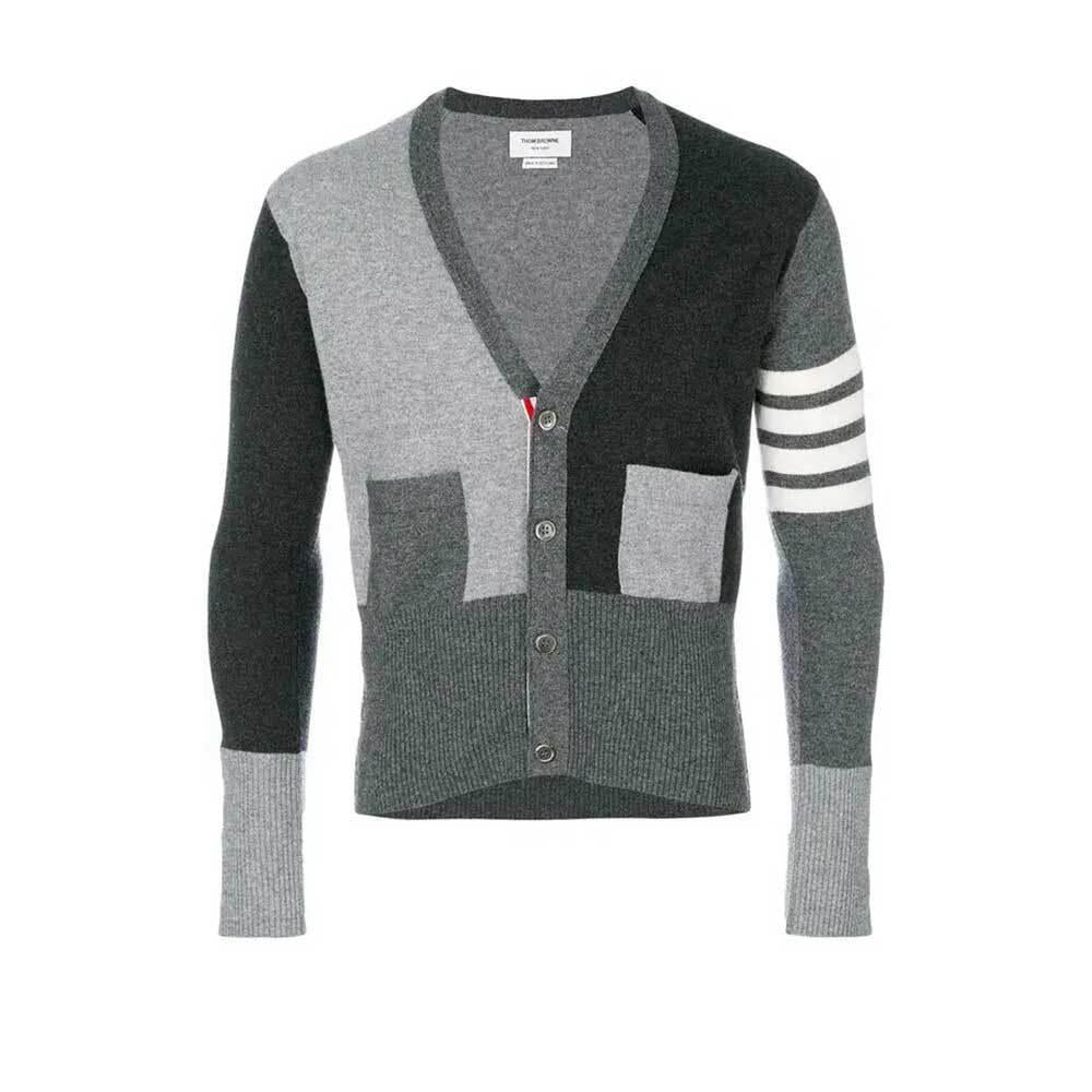 THOM BROWNE Cashmere 4-Bar V-Neck Cardigan MKC001F 00011 982