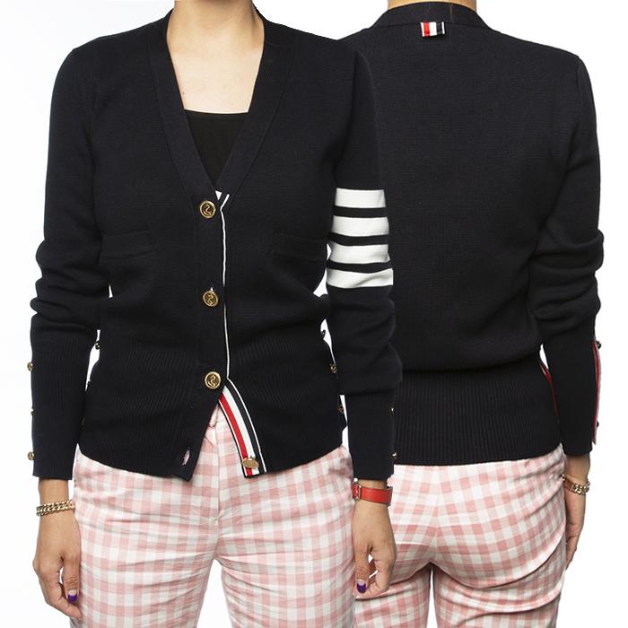 THOM BROWNE Milano Stitch Merino Wool Cardigan Navy
