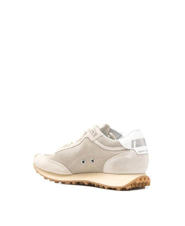 GOLDEN GOOSE Beige Mesh Suede Upper Black Star Marathon Sneakers