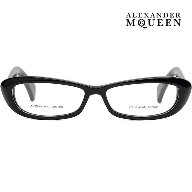 Alexander Mcqueen Retro Black Acetate Rectangle Eyeglass Frames