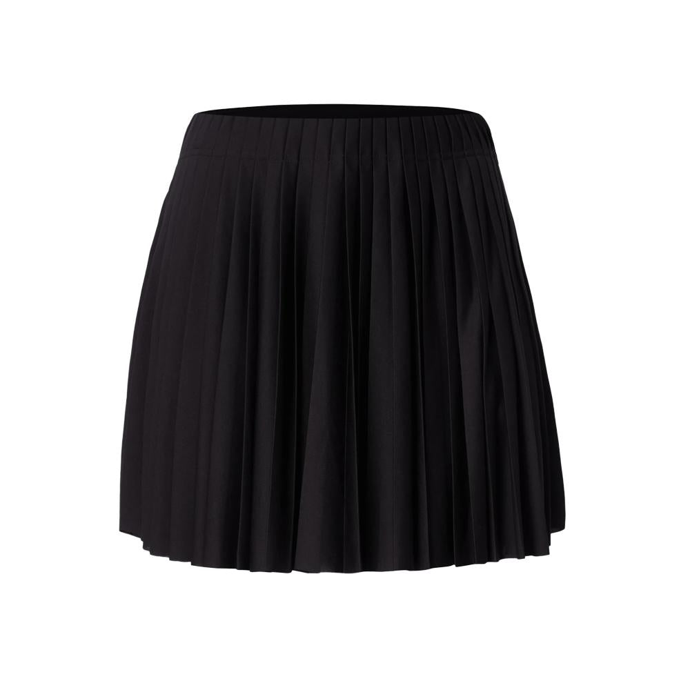J LINDEBERG Black Pleated Logo Mini Skirt