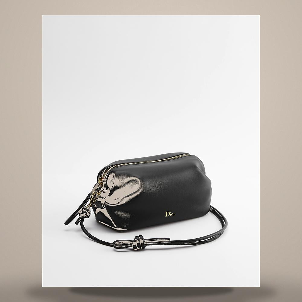 DIOR Bow Pouch Black Supple Lambskin Crossbody Bag S3900OQWC M900