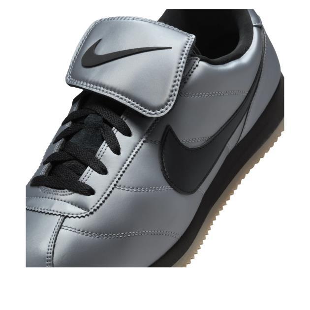 Nike Cortez Leather SE Metallic Cool Gray/Black Low-Top Sneakers