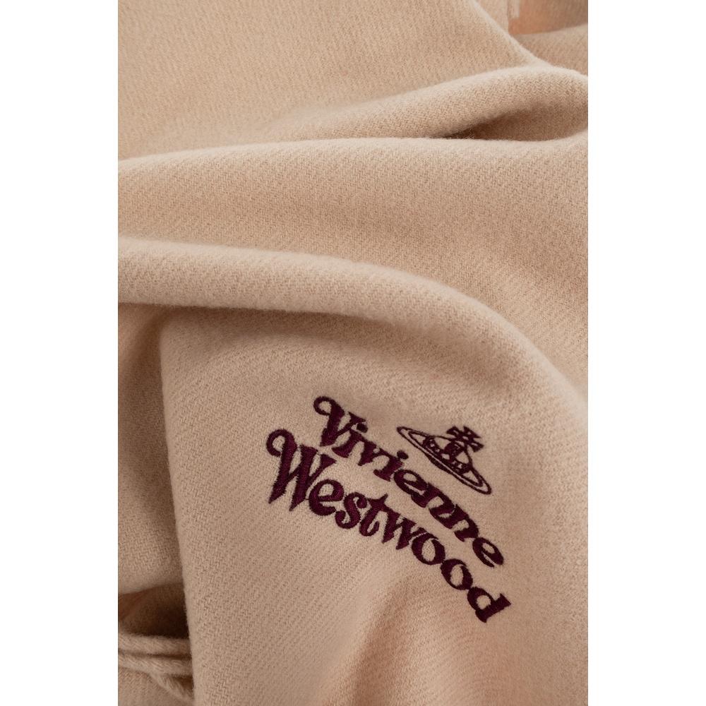 Vivienne Westwood Logo Wool Scarf Navy Unisex