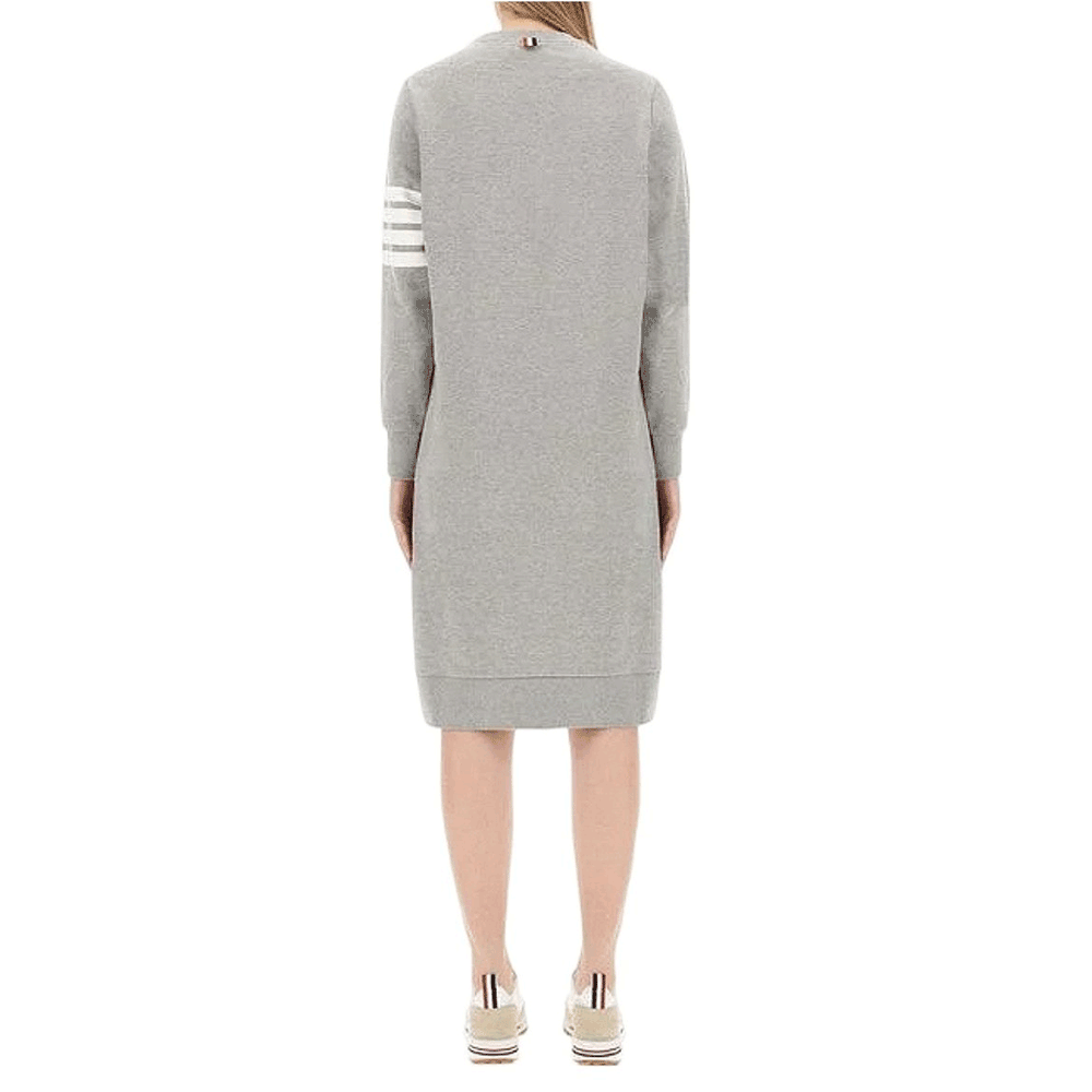 THOM BROWNE Women’s 4-Bar RWB Loopback Midi Dress Gray