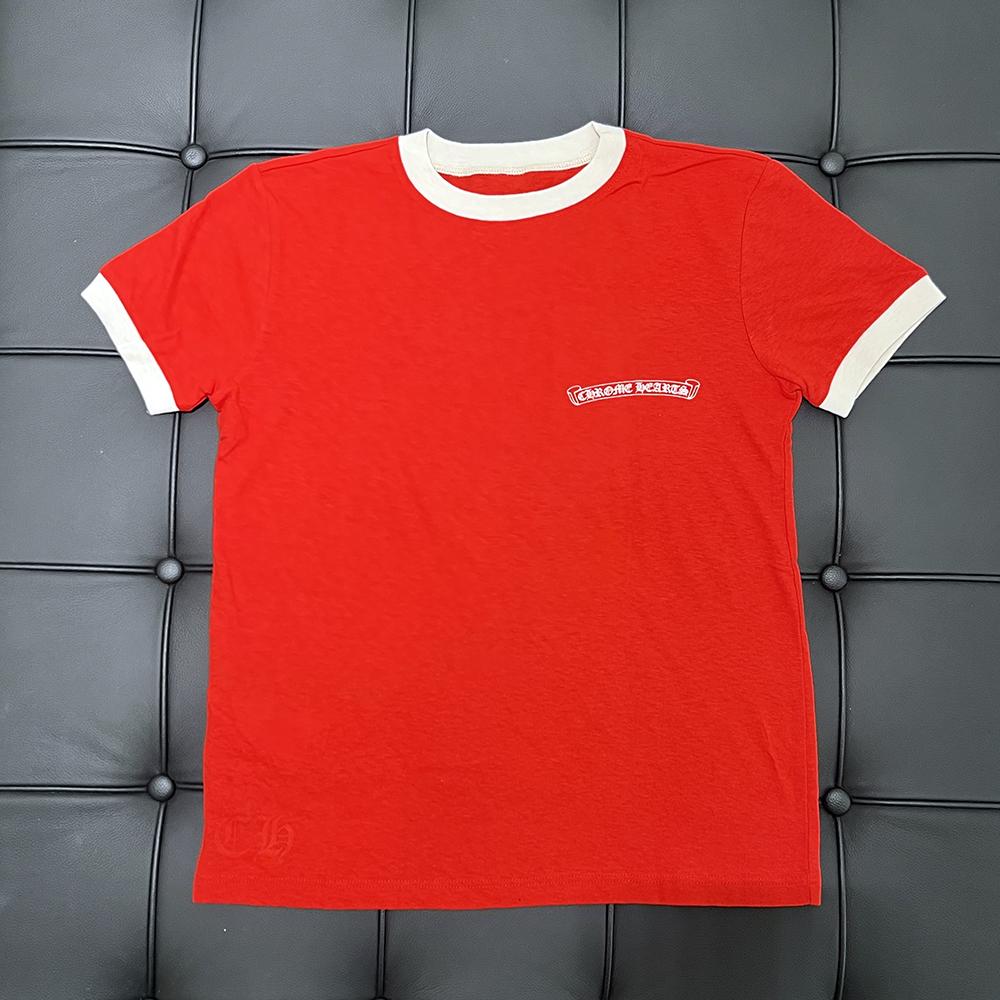 Chrome Hearts Red White Horseshoe Roller Skates Ringer Short Sleeve T-Shirt