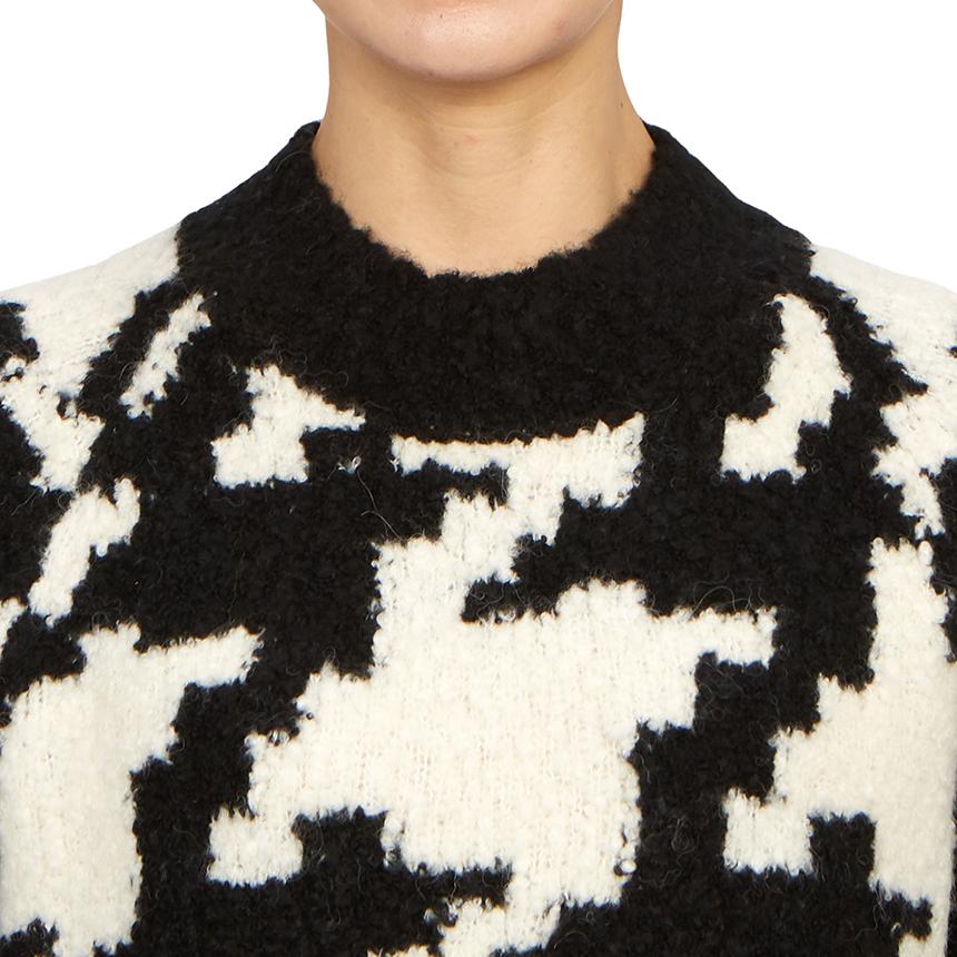 ALLSAINTS Women’s Round Neck Knit Sweater WK022Z BLK CHALK WHITE
