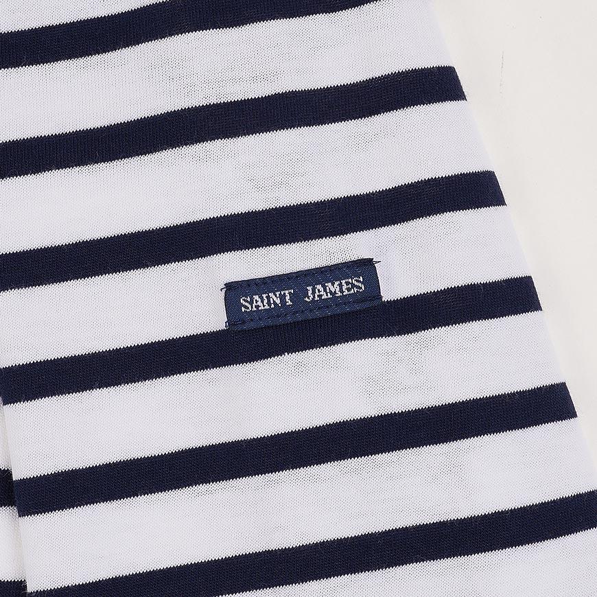 Saint James Striped Cotton Boat Neck T-Shirt White/Navy Women
