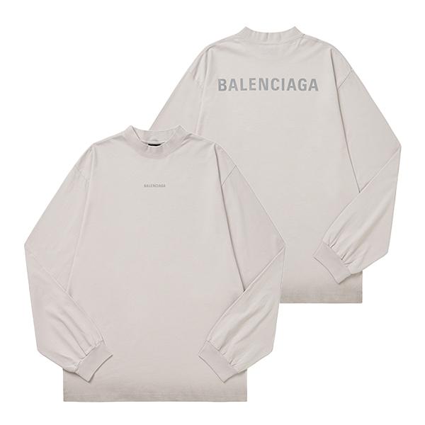 BALENCIAGA Back Logo Print Long Sleeve T-Shirt White Men’s