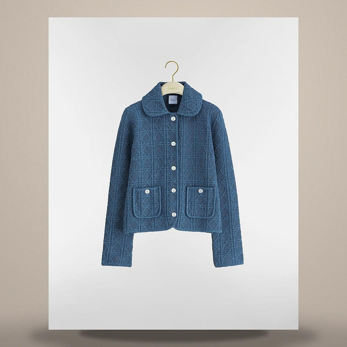 DIOR Blue Cotton-Blend Bouclé Knit Jacket Regular Fit 644V53B7941X5850