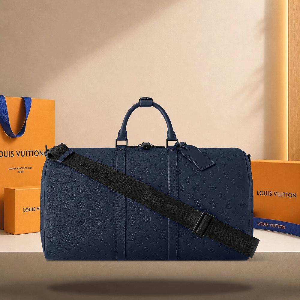 Louis Vuitton Keepall Bandouliere 50 Navy Blue Tote Bag M14840