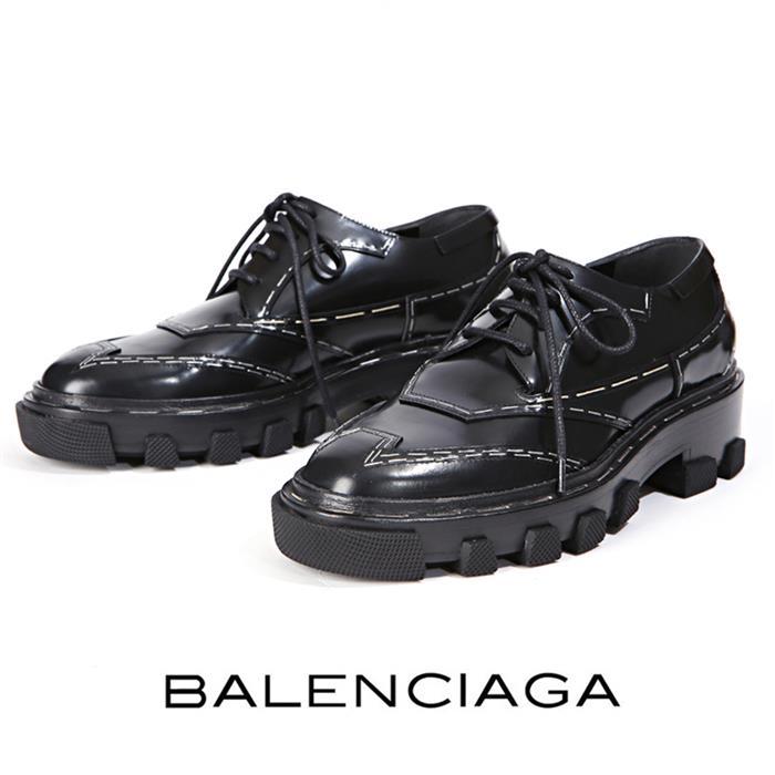 BALENCIAGA Black Stitch Lace-Up Derby Shoes