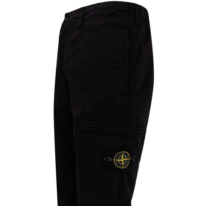 STONE ISLAND Black Logo Patch Elastic Waist Classic Pants 771530110 V0029
