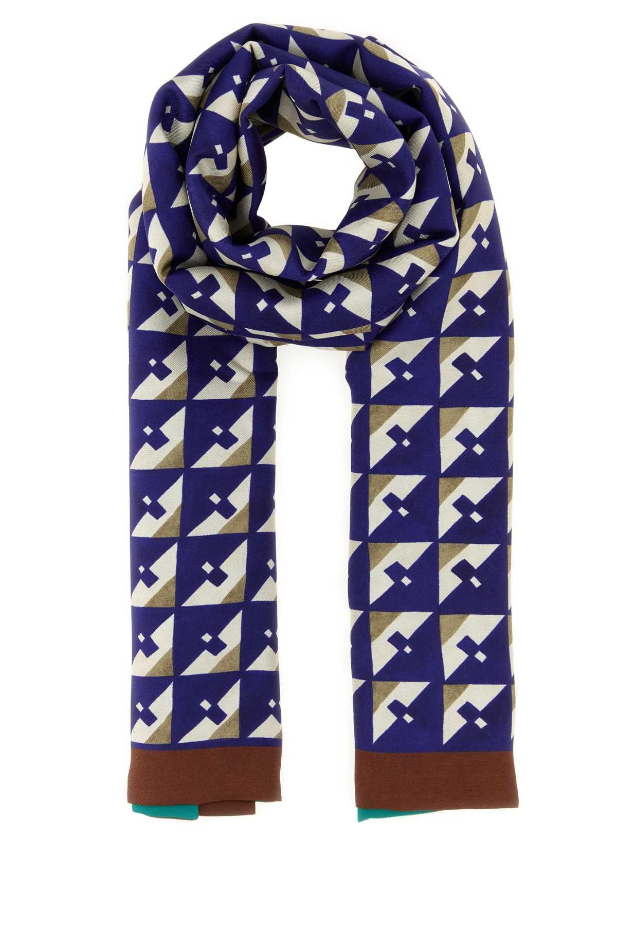 Miu Miu Silk Scarf Navy Blue Women’s Fashion Accessory