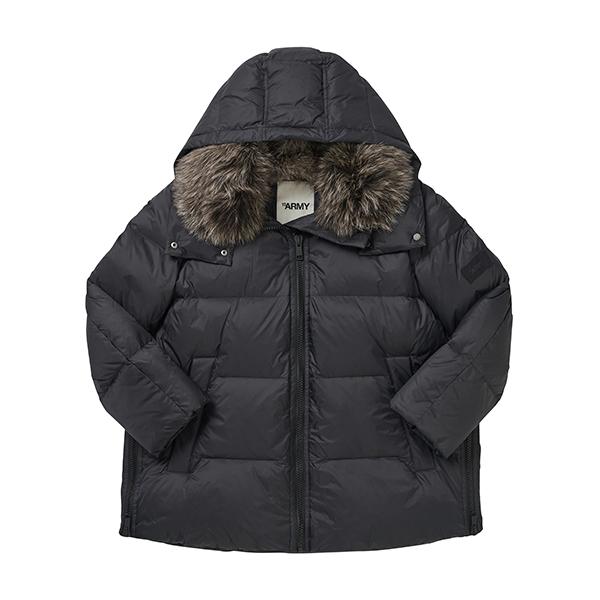 Yves Salomon Fox Fur Collar Logo Down Puffer Jacket for Wo 24W24WFM01576DORD C99