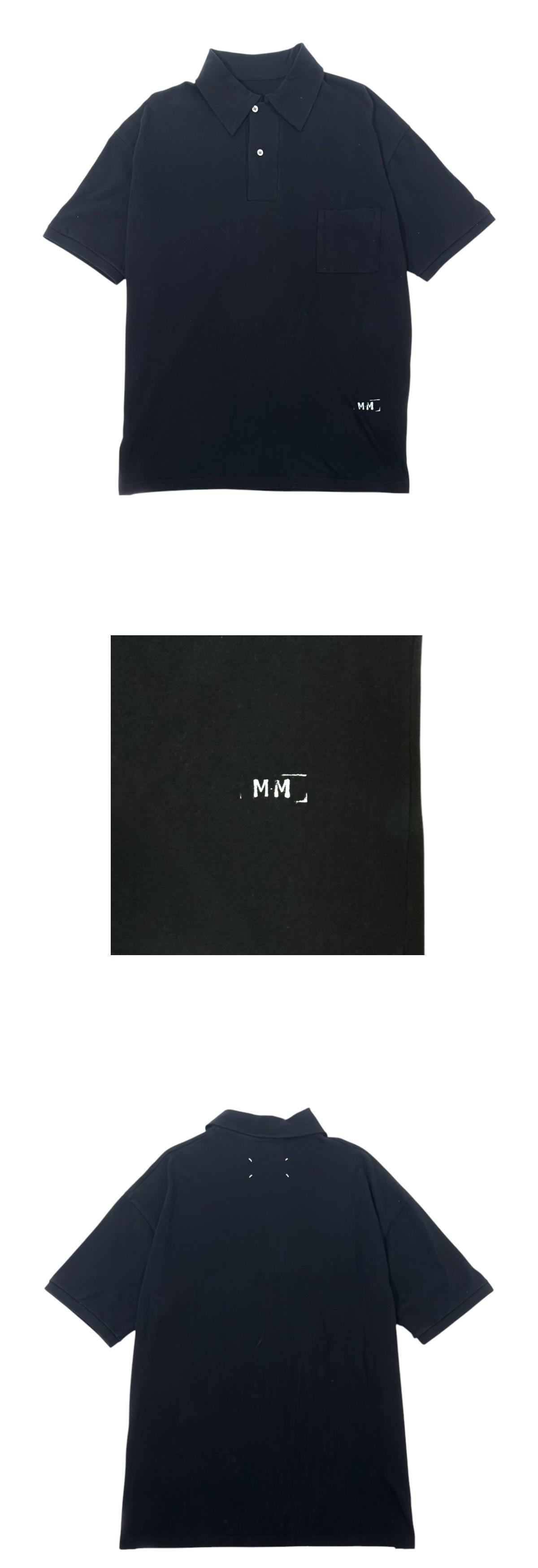 Maison Margiela Black Stitch Logo Stamp Polo Shirt