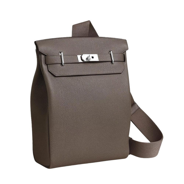 HERMES Etoupe Togo Leather Heccadio Backpack Palladium Hardware GM