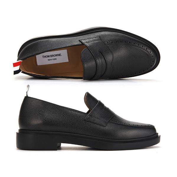 THOM BROWNE Pebble Grain Leather Penny Loafers Rubber Sole Men’s