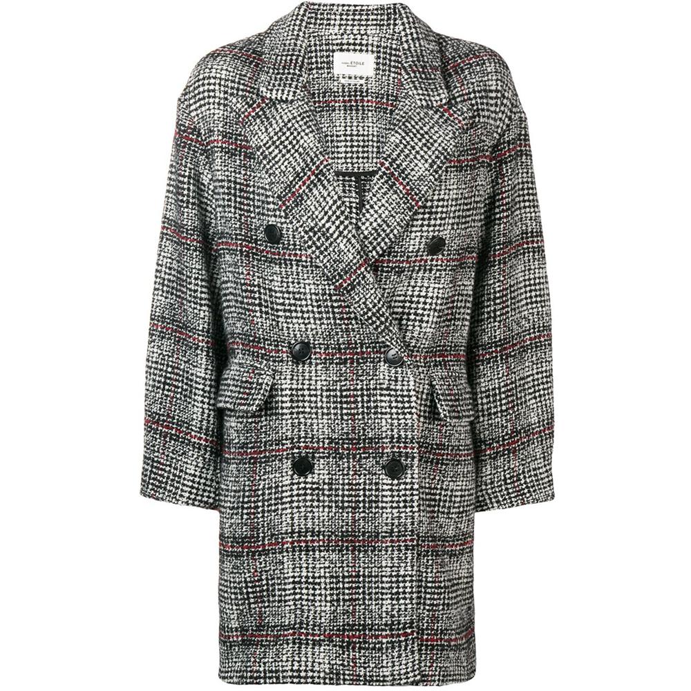Isabel Marant Women's Plaid Double-Breasted Coat MA0362 18A005E BKEC