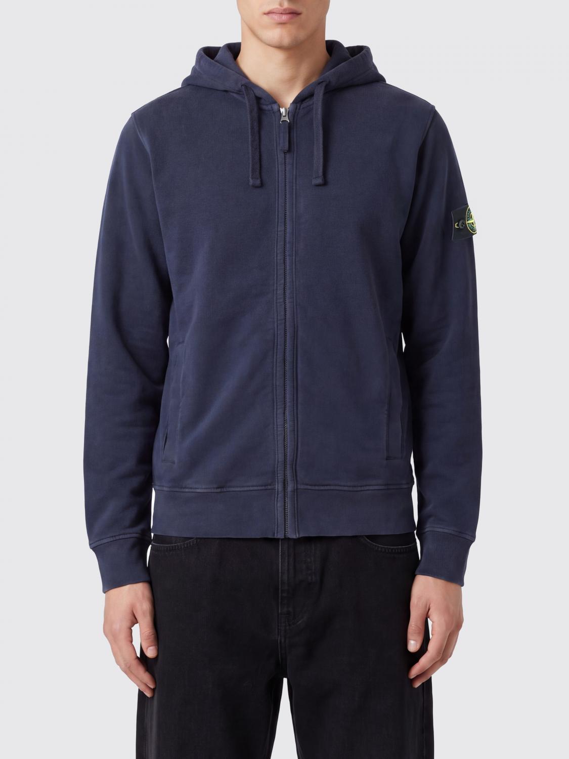 STONE ISLAND Black Cotton Pullover Hoodie
