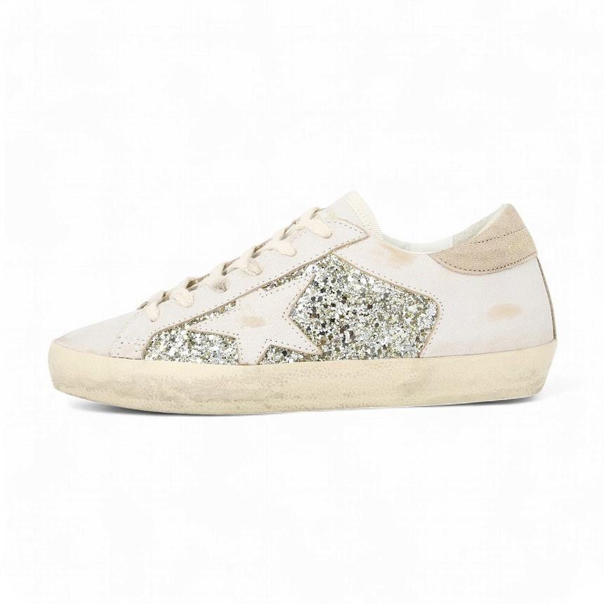 GOLDEN GOOSE Superstar Leather Low-Top Sneakers Women White Silver