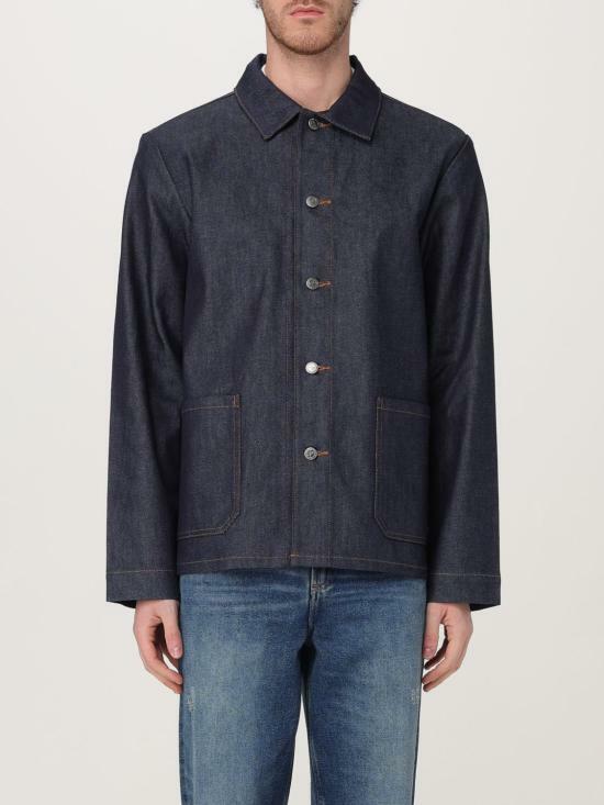 A.P.C. Logo Embroidered Kerlouan Denim Shirt Jacket for Men COZZI H03205 IAI