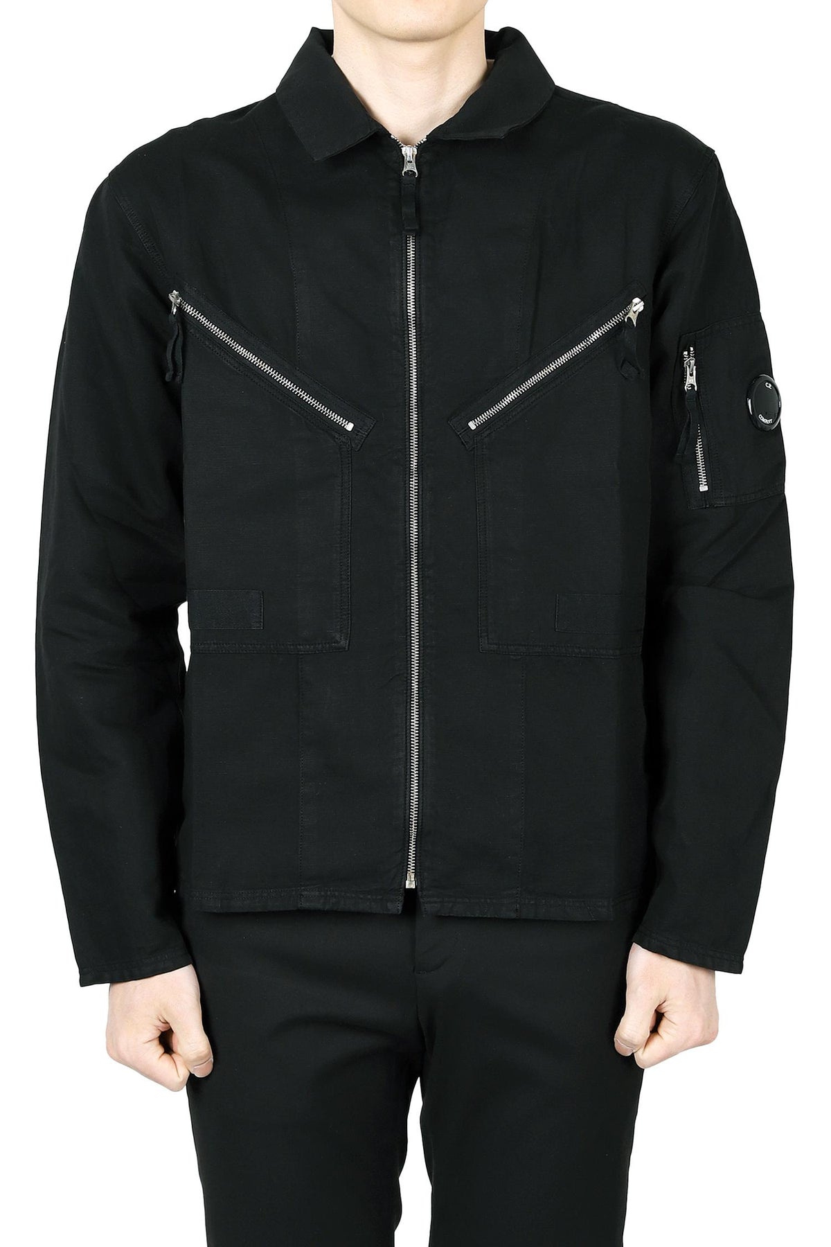 CP Company Men’s Lens Badge Cotton Linen Full-Zip Overshi 18CMOS103A 006273G 999