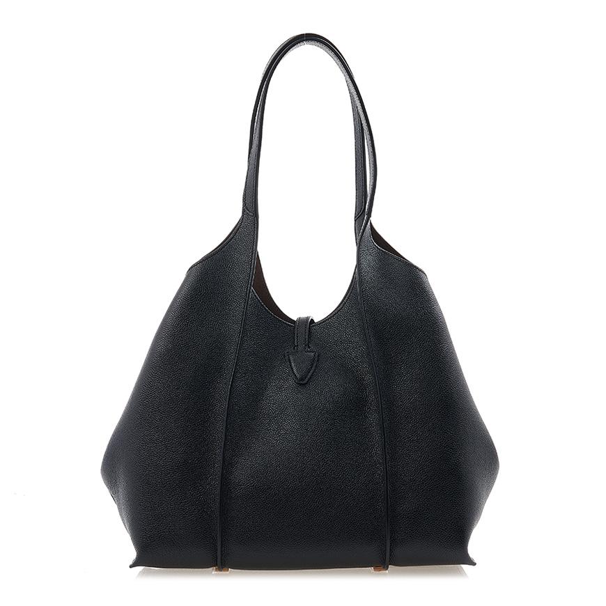 Tods Timeless T Shopper Tote Bag Black Leather Women