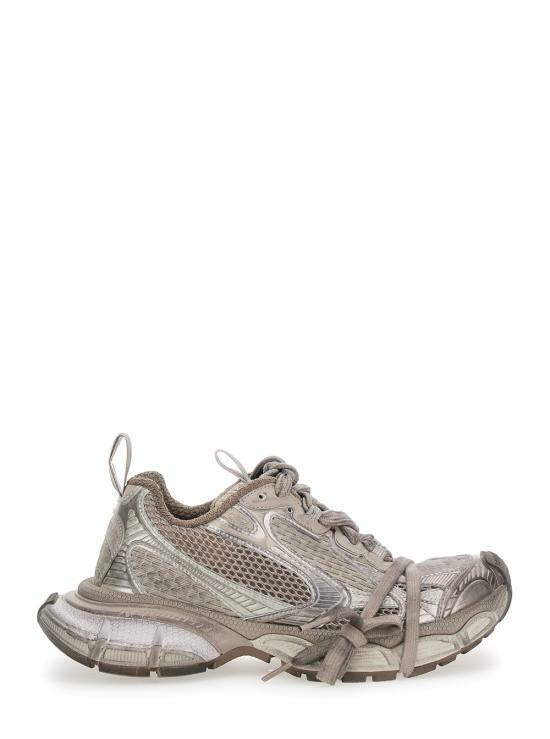 BALENCIAGA 3XL Low Top Sneakers White Gray Mesh Leather