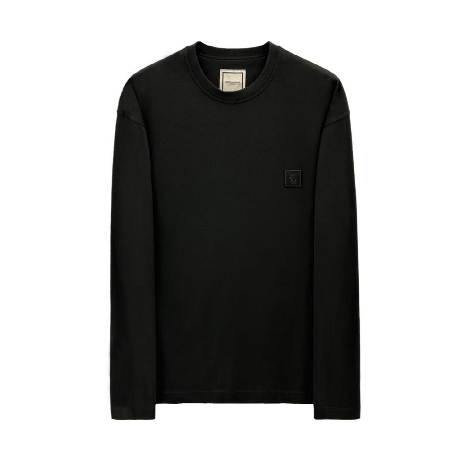 WOOYOUNGMI Black Flower Back Logo Long Sleeve T-Shirt