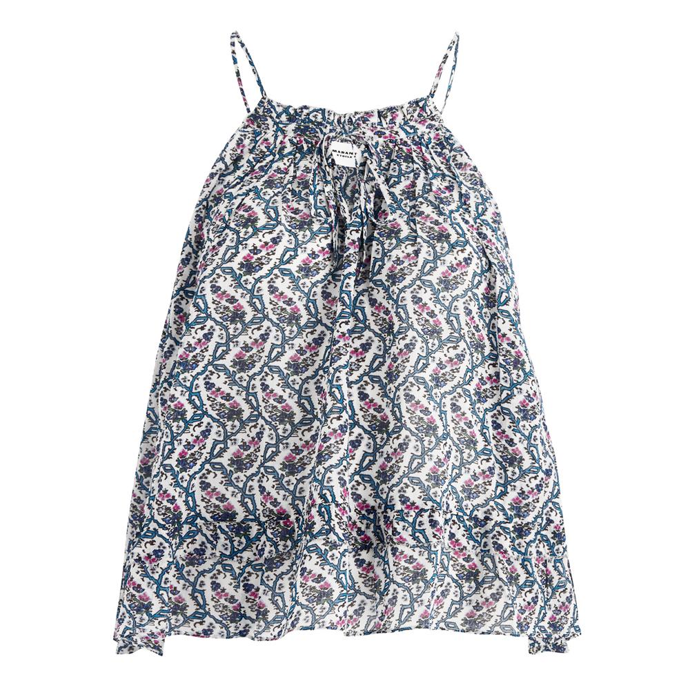 Isabel Marant Floral Halterneck Top White Cotton Sleeveless